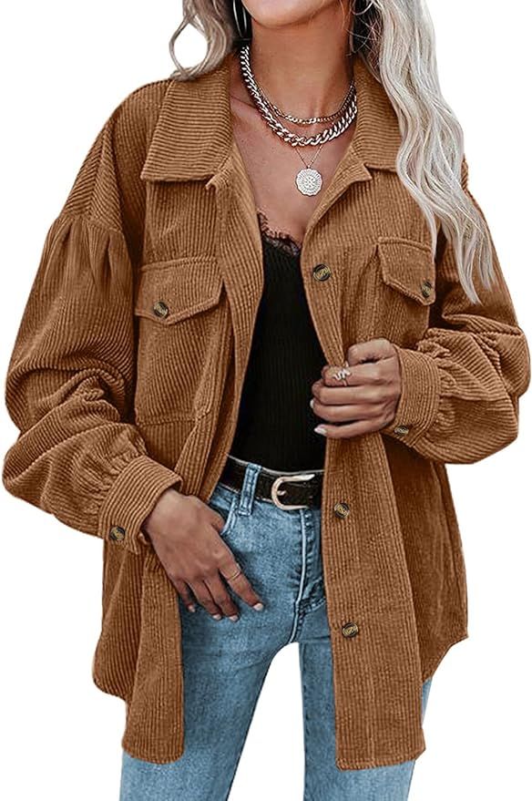 DOROSE Women's Long Sleeve Button Down Plaid Flannel Shirt Jackets Coats | Amazon (US)