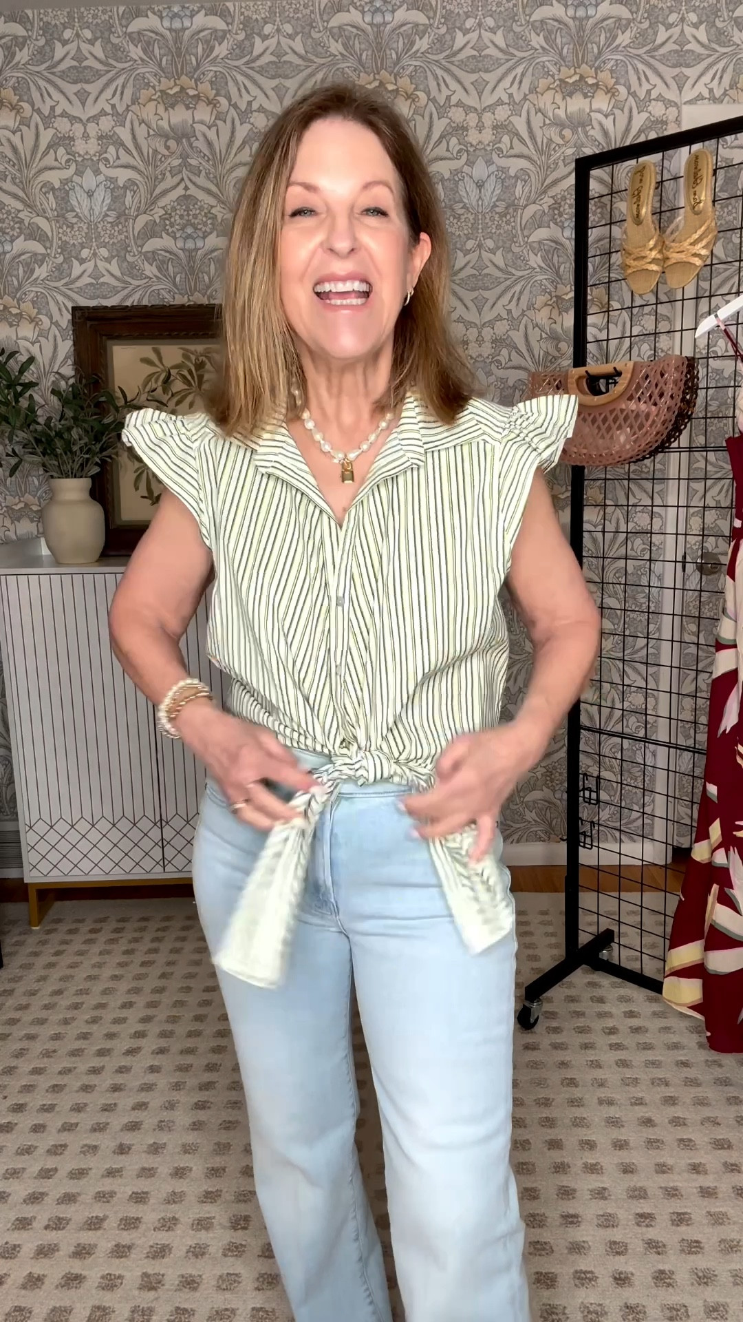 Another piece from the April N6 drop. A cute flutter-sleeve top is from Cinq à Sept. I'm wearing a small for extra length (wear with high-waisted jeans or a skirt ). A matching skirt is also available. 

#LTKSeasonal #LTKootd #LTKOver40