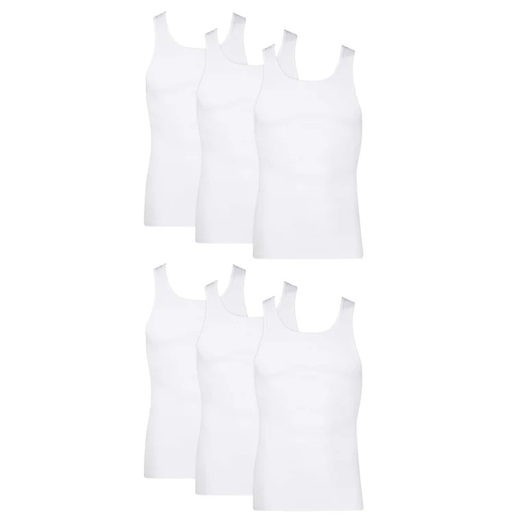 Hanes Men’s Value Pack White Tank Undershirts, 6 pack | Walmart (US)