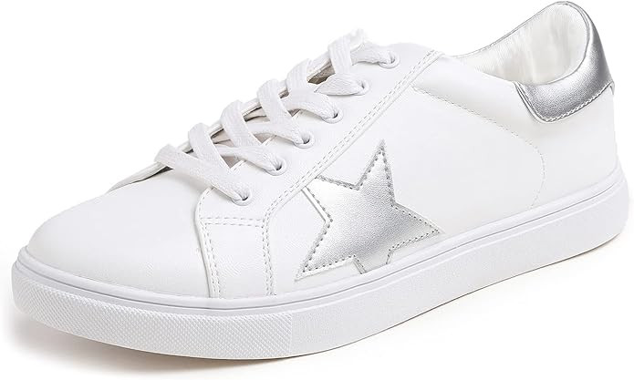 FEVERSOLE Women's Featured PU Leather Colorful Lace Up Sneaker | Amazon (US)