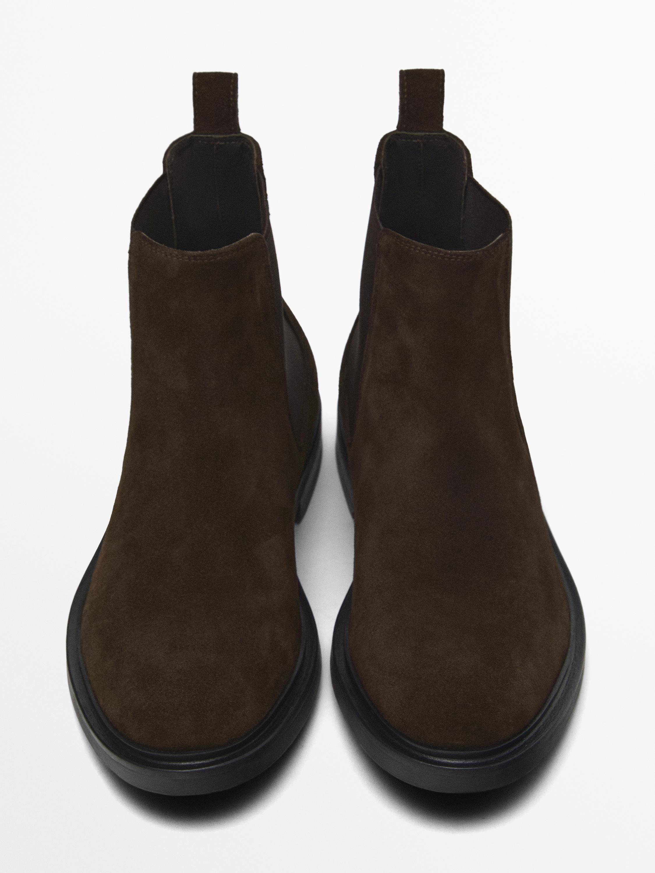 Split suede chelsea ankle boots | Massimo Dutti US