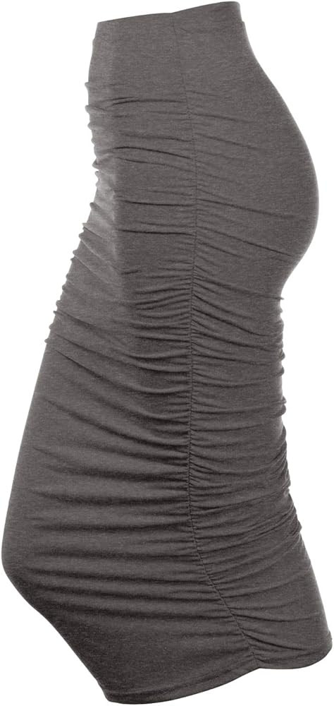 Doublju Womens Slim Fit Ruched Long Pencil Skirt with Plus Size | Amazon (US)