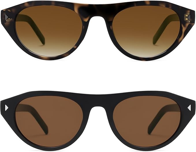 VANLINKER Retro Small Oval Sunglasses for Women Men Trendy Narrow Round Cateye Shades VL9915 | Amazon (US)
