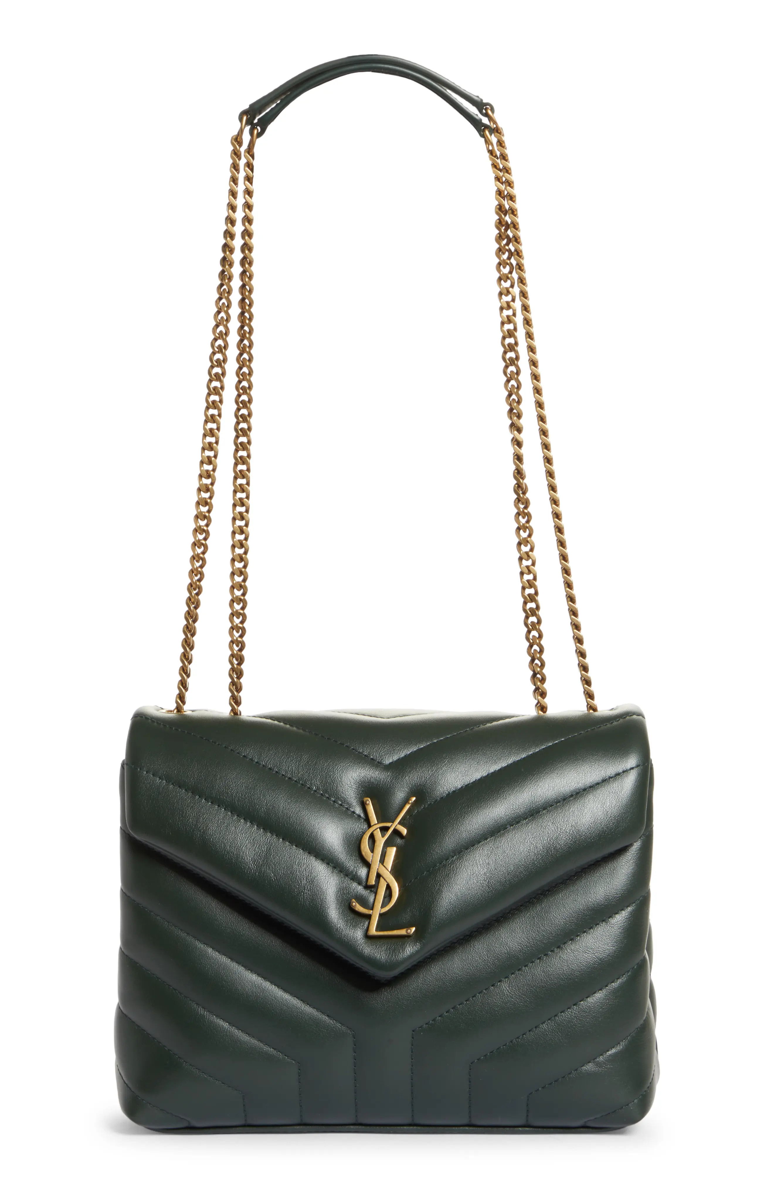 Saint Laurent Small Loulou Leather Shoulder Bag in 3045 New Vert Fo/n.vert.f at Nordstrom | Nordstrom