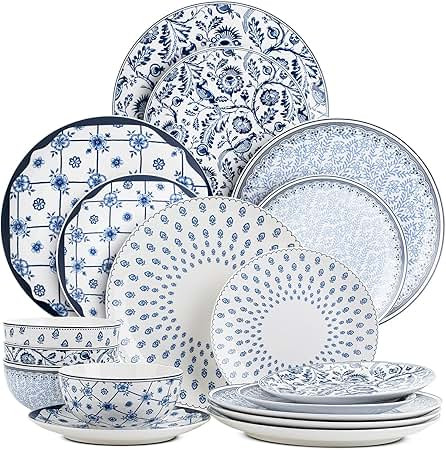 Amazon.com: BTaT- Ceramic Dinnerware Sets for 4, 12 pcs, Porcelain Plates and Bowls, Ceramic Dish Set, Microwave & Dishwasher Safe, Mothers Day Gift | Amazon (US)