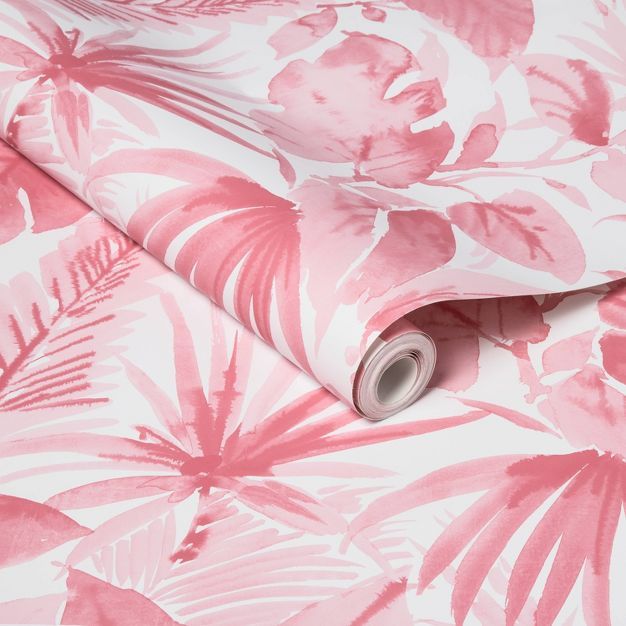 Tropical Leaves Peel & Stick Wallpaper Pink - Opalhouse™ | Target