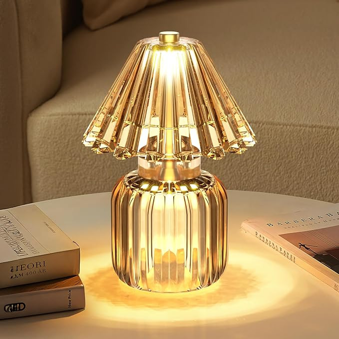Small Battery Operated Lamp with Timer, Tiny Cordless Glass Table Lamp for Home Decor, Kitchen, B... | Amazon (US)