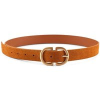 Cinturón de Mujer Pieces Juva Marrón con Hebilla Dorada y Correa de Ante Ajustable | Miravia ES