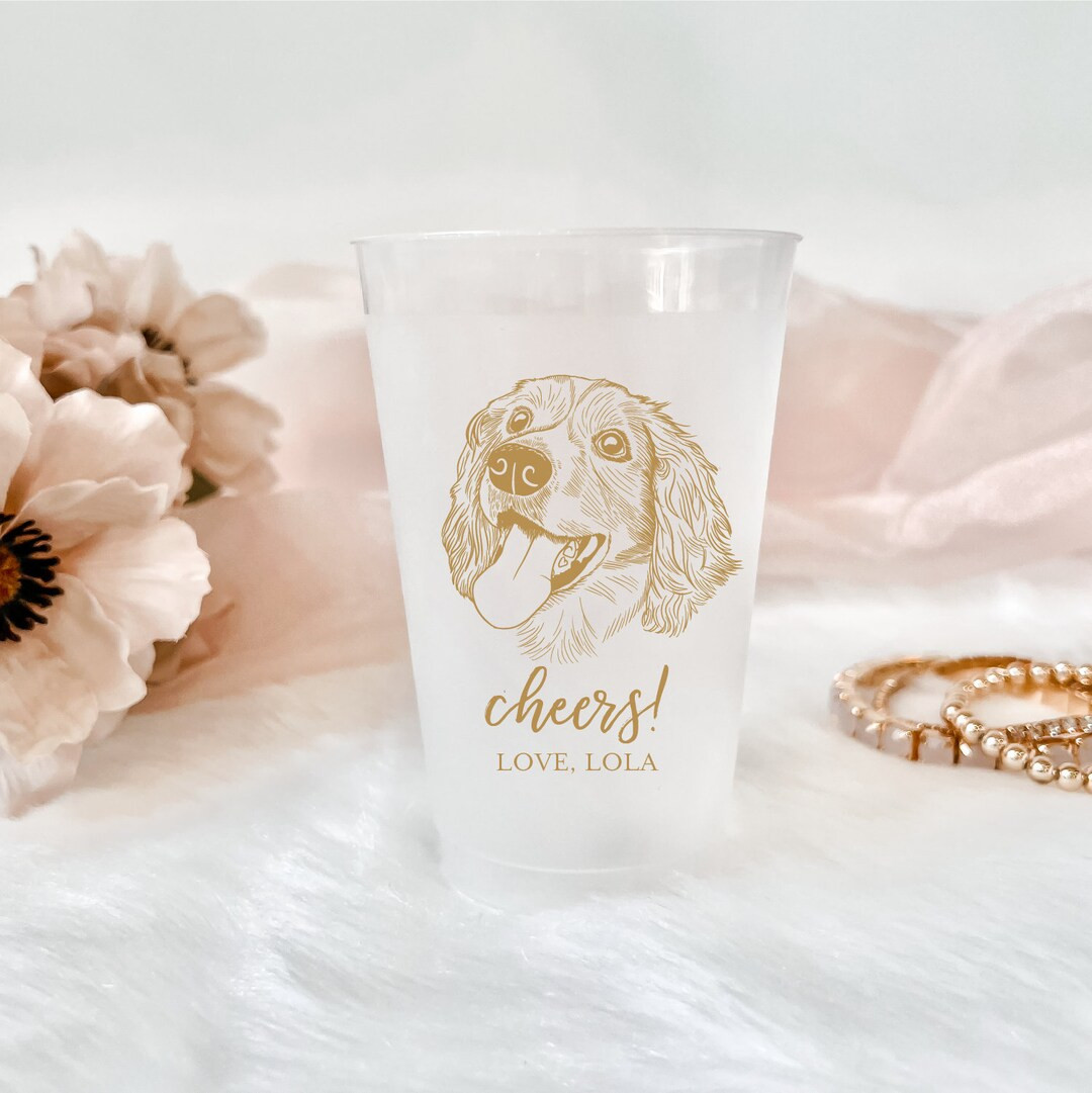 Custom Illustrated Dog  Frosted Wedding Cups, Modern Wedding Cups, Custom Dog Wedding, Custom Wed... | Etsy (US)