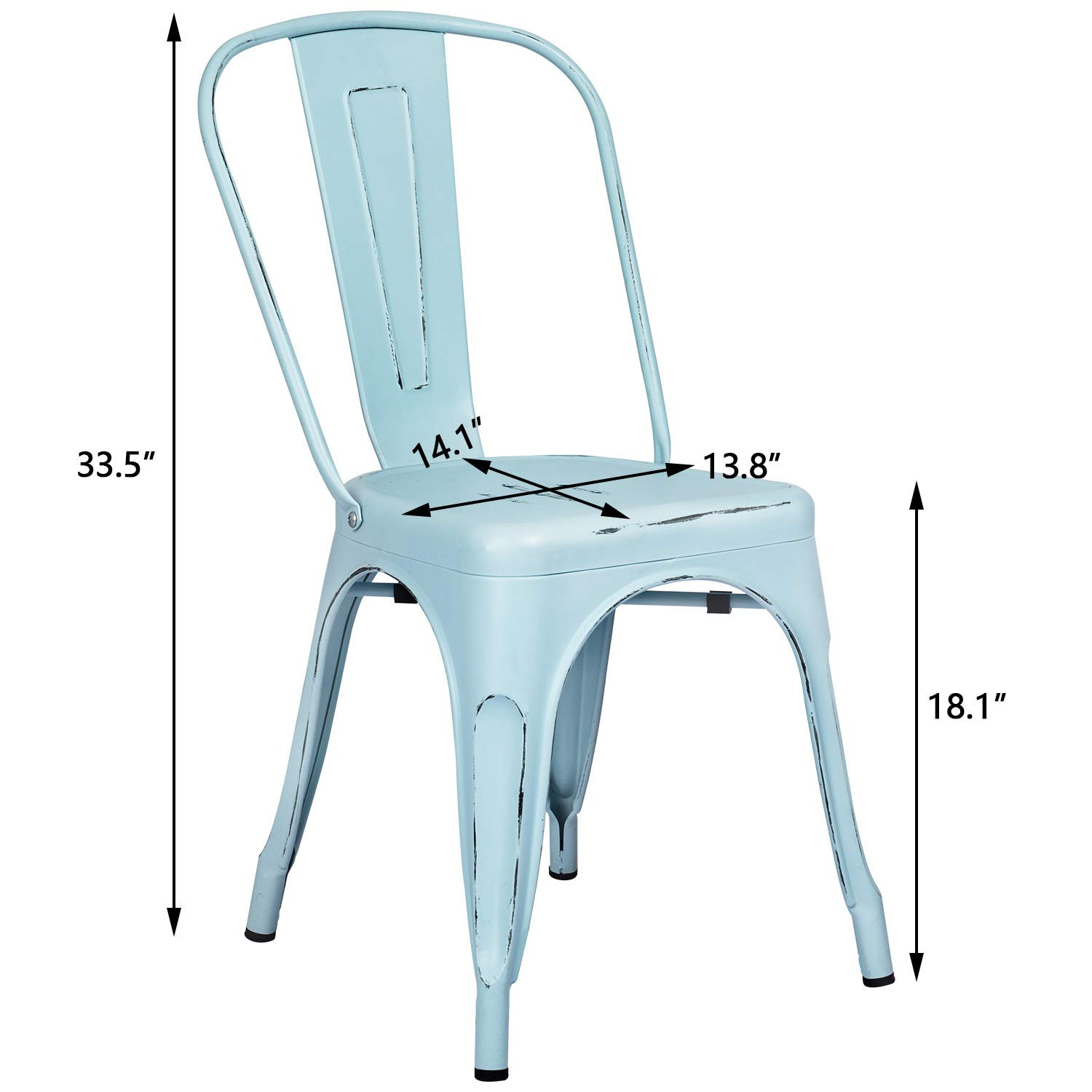 Furniwell Metal Dining Chairs Indoor Outdoor Use Stackable Tolix Industrial Metal Chairs Set of 4... | Amazon (US)