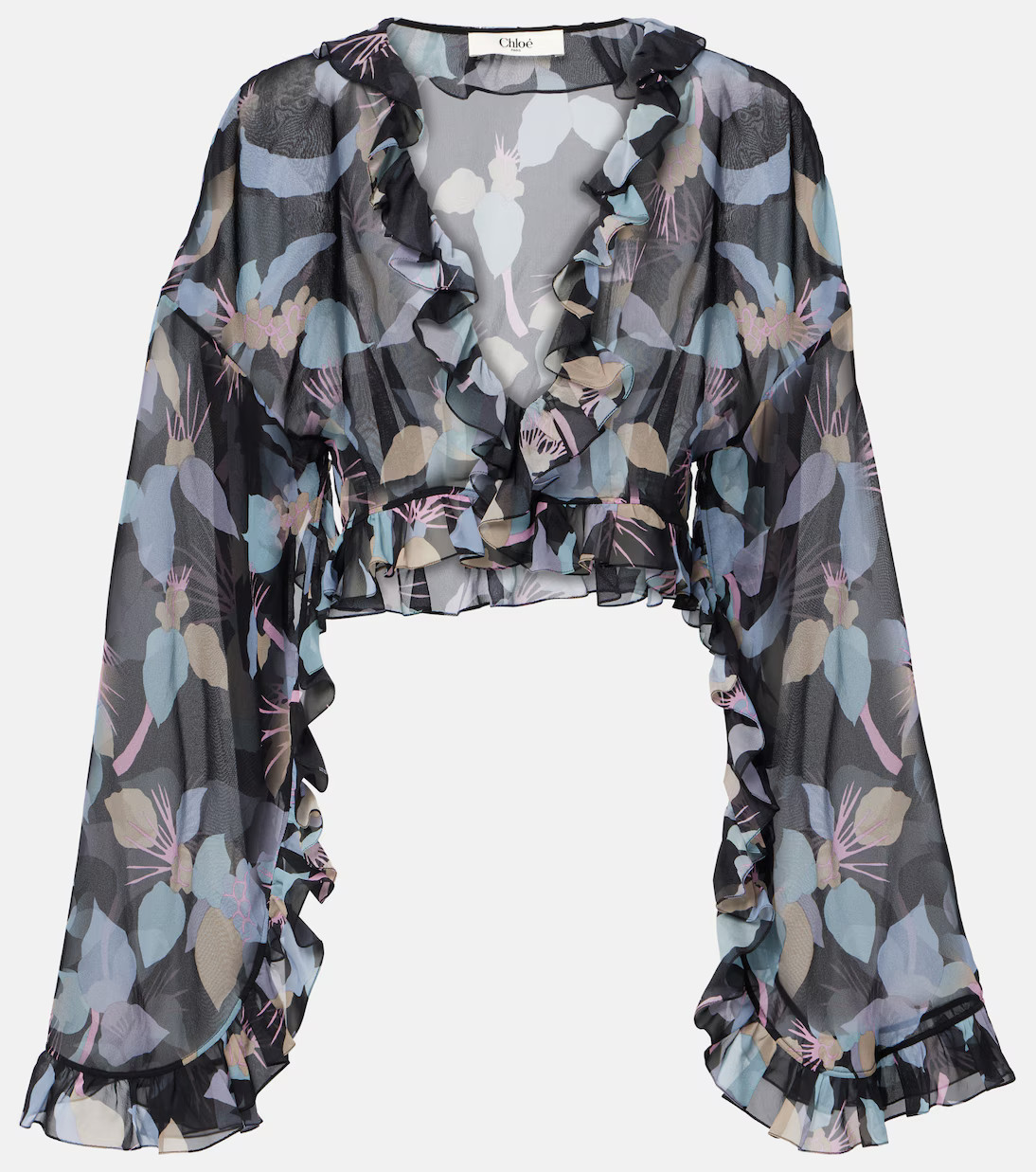 Floral ruffled silk top | Mytheresa (US/CA)