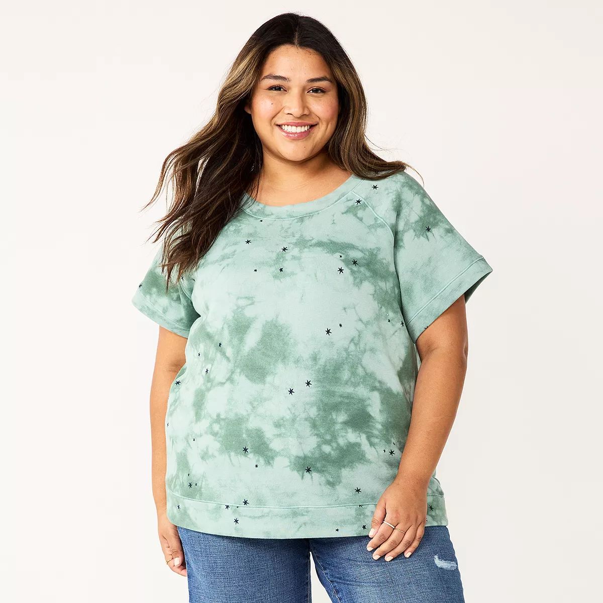 Plus Size Sonoma Goods For Life® Short-Sleeve Fleece Sweatshirt | Kohl's