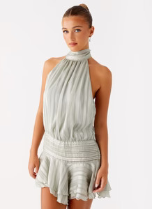 Willow Chiffon Mini Dress - Green | Peppermayo (Global)