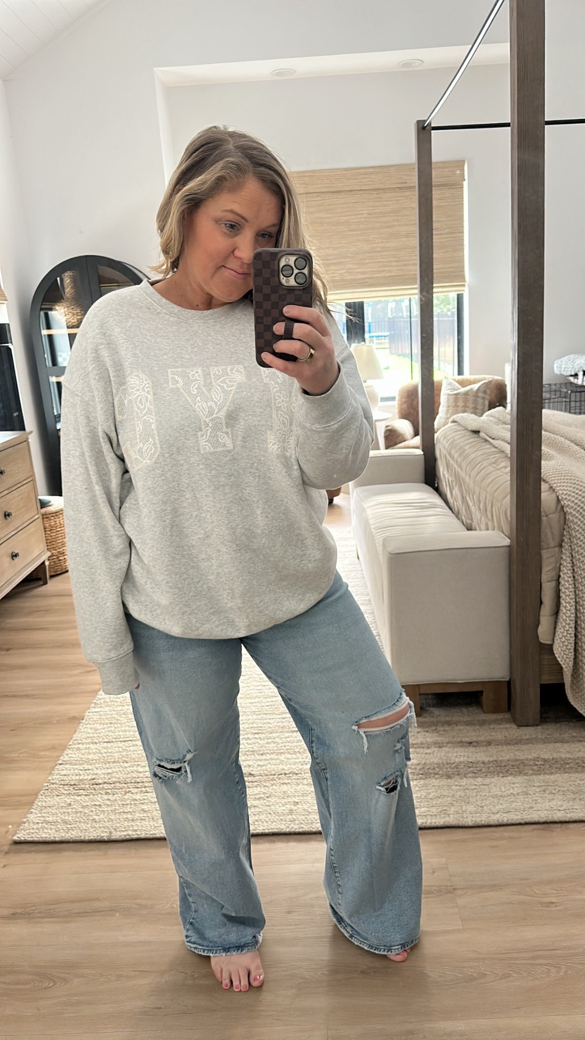 The NewJeans I am loving, and this sweatshirt is so so good! All from Walmart!

#LTKselfcare #LTKOver40 #LTKMidsize