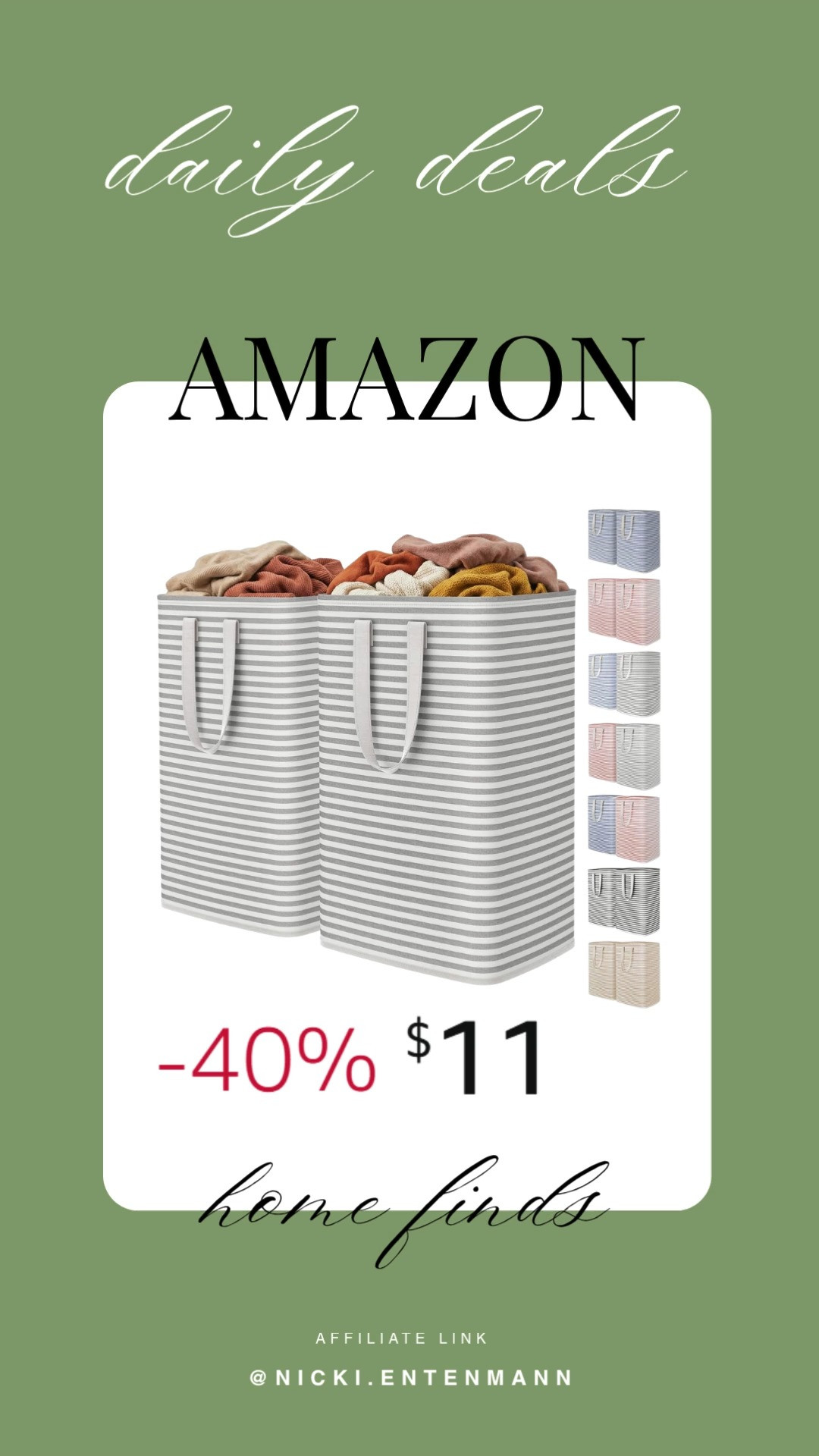 Collapsible clothes hamper with reinforced handles makes laundry day easier and tidier. Fold it flat, carry with ease, and keep spaces organized without fuss 🧺✨🏡

#collapsiblehamper #clotheshamper #laundrybasket #reinforcedhandles #homeorganization #laundryday #storageideas #homeessentials #tidyhome #homefinds 

 #LTKdayinmylife #LTKHome #LTKSaleAlert