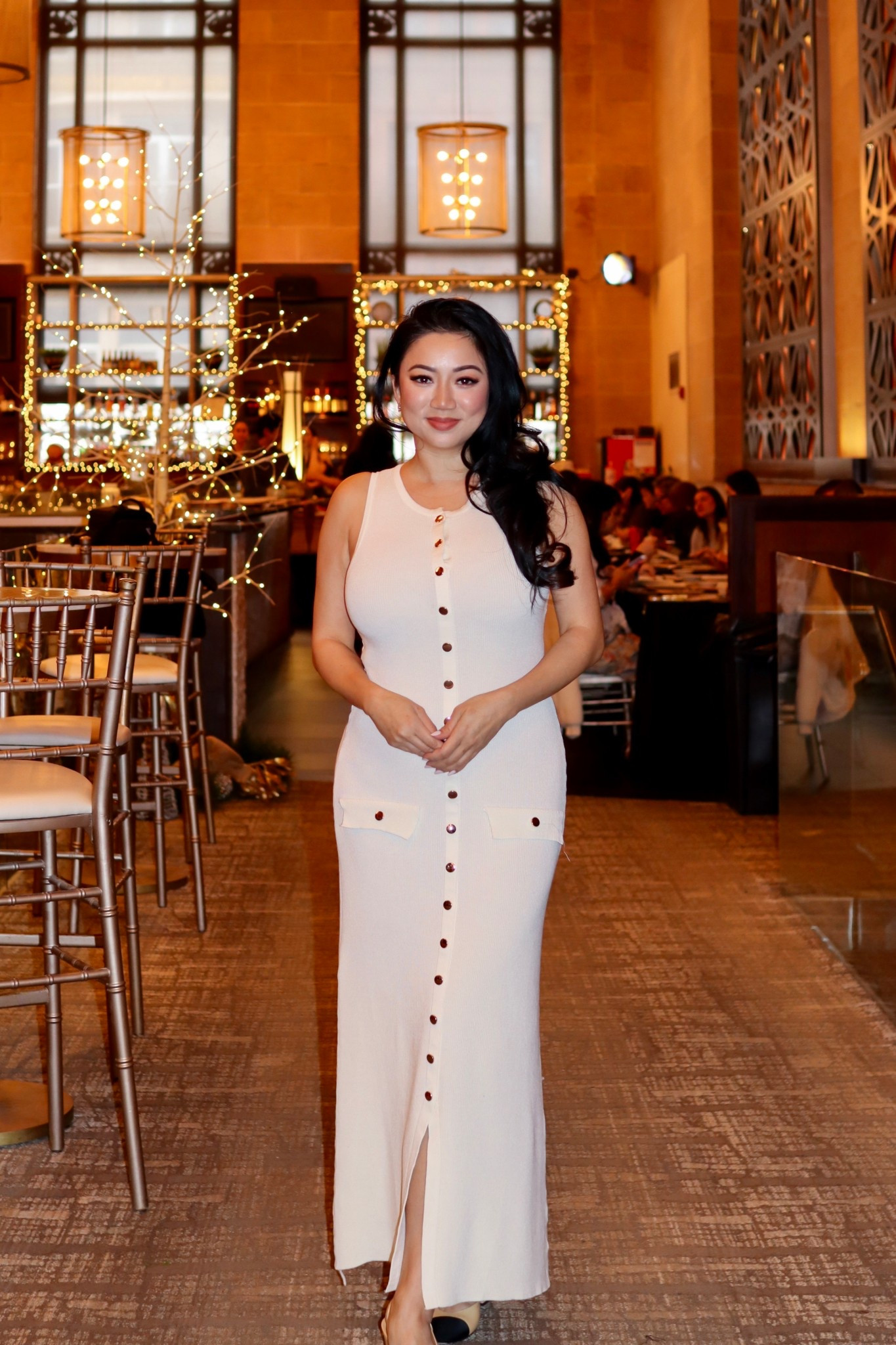 Sleeveless Knit Dress // Elegant and simple cream-colored sleeveless knit button-down midi dress.

#LTKFindsUnder50 #LTKootd #LTKOver40