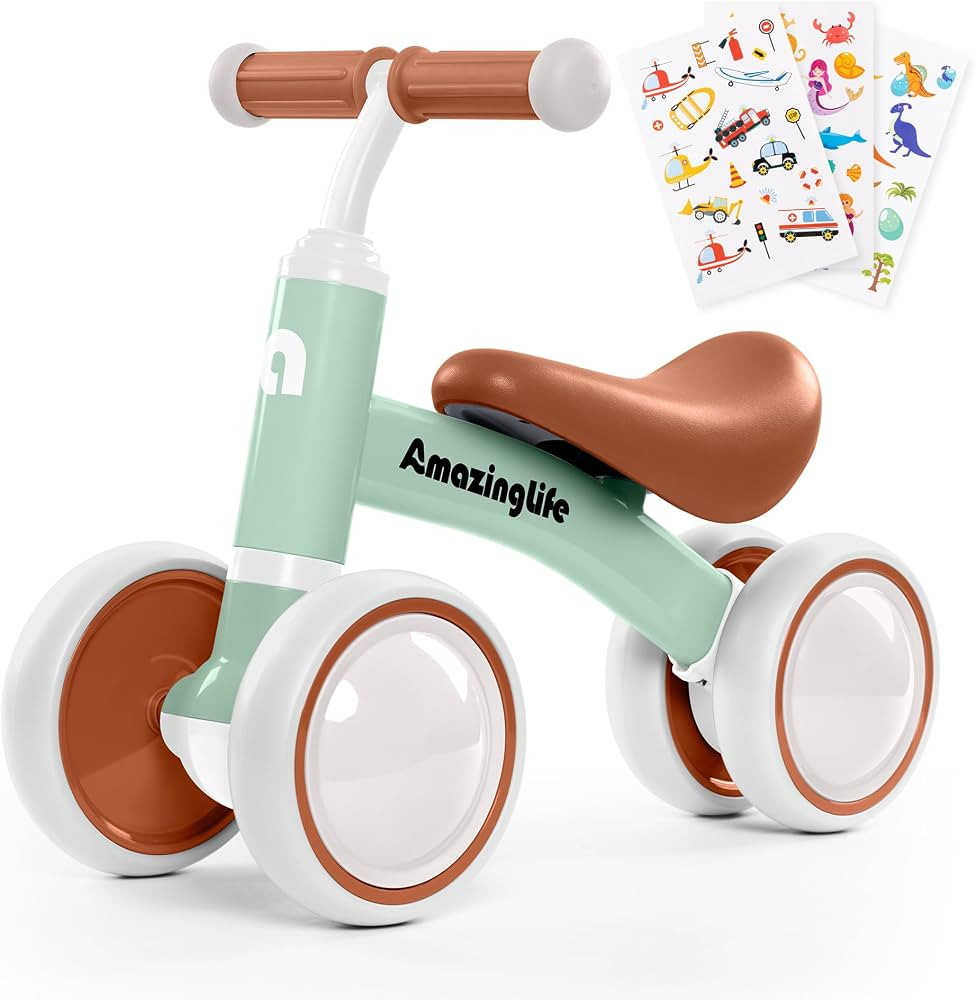 Balance Bike 1 Year Old, 10-24 Months Baby Balance Bike Toys, No Pedal Infant 4 Wheels Toddler Bi... | Amazon (US)