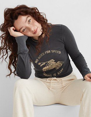 Aerie Long Sleeve Baby Tee | American Eagle Outfitters (US & CA)