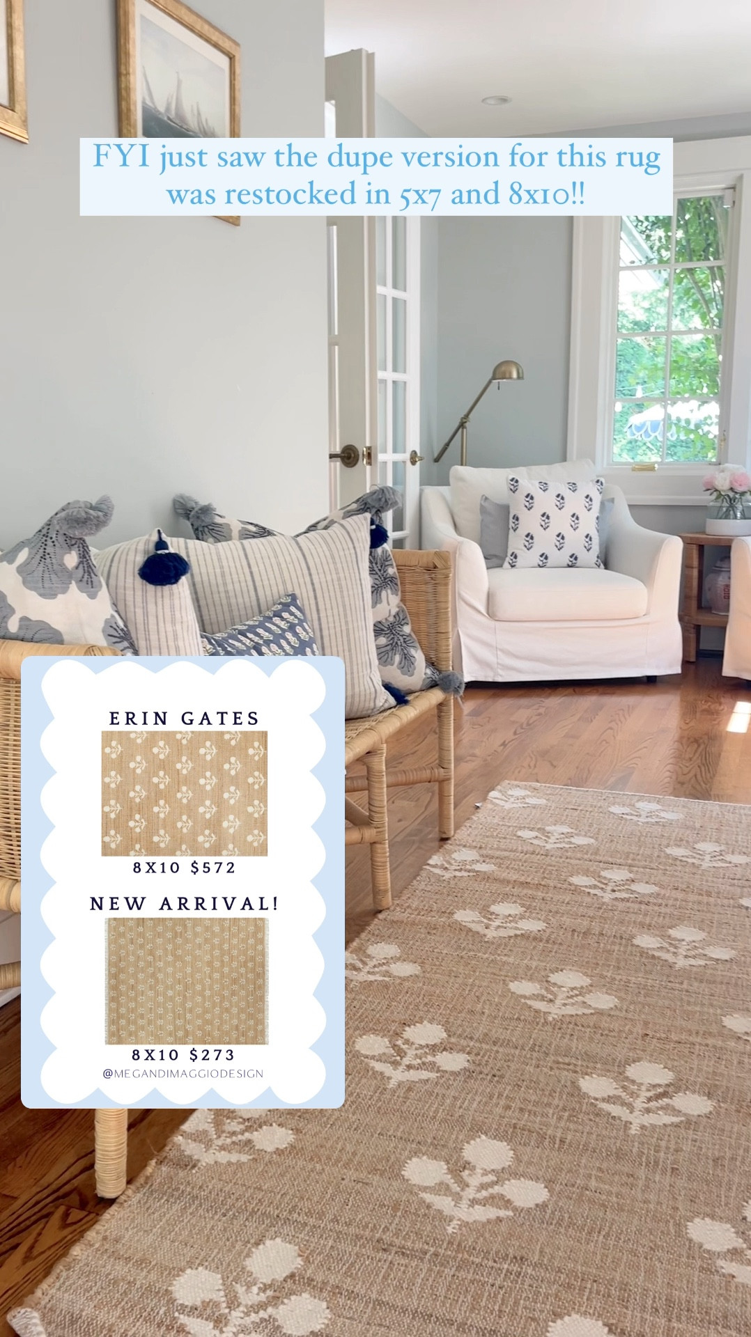 🚨Restock alert!!🚨 on the dupe version of this designer block print jute rug!! Snag it in an 8x10 or 5x7 for under $275!! 🤯🙌🏻😍

White chairs are discontinued from IKEA but I linked similar options!🤍

Wall color: BM ice cap 

#LTKSaleAlert #LTKHome #LTKVideo