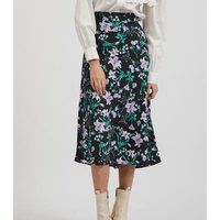 VILA Black Floral High Waist Midi Skirt New Look | New Look (UK)