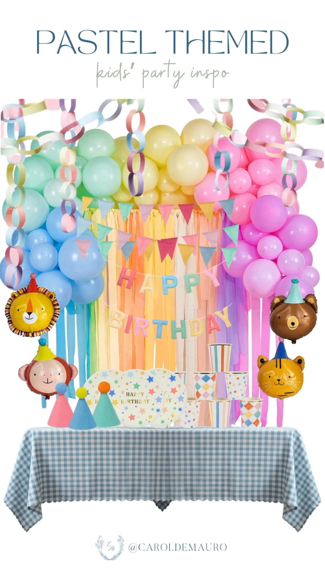 You can totally pull off this pastel dream for your little one’s big day! From paper chains to that adorable gingham table, it’s all about those small, magical details. It's officially the prettiest and easiest palette you’ll ever host.

amazon home, kids party, decor styling, pastel themed, safari themed, animal balloons, birthday party, confetti

#LTKHome #LTKU #LTKKids