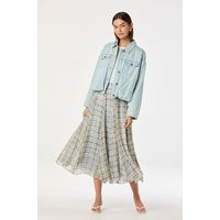 ASTR the Label | Fiori Pleated Maxi Skirt in Blue brown plaid |  Size XS | ASTR The Label (US)
