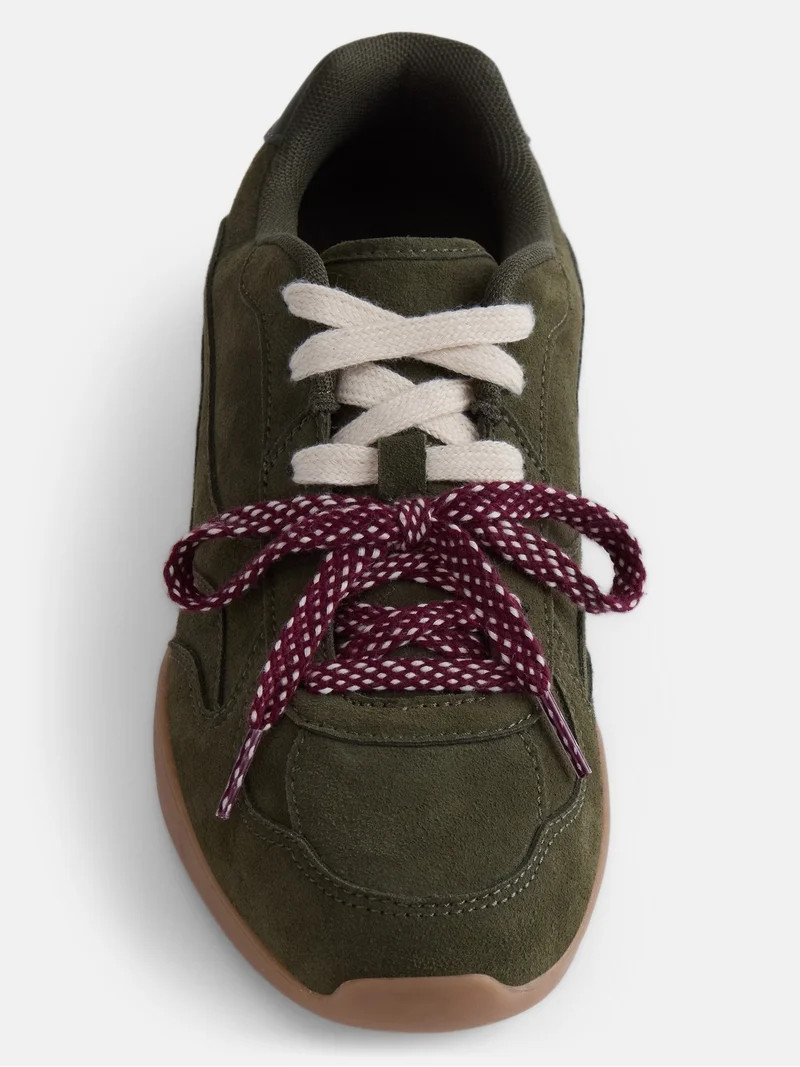 No Boundaries Women's Faux Suede Double Lace Sneakers | Walmart (US)