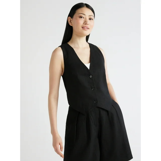 Scoop Women's Tailored Linen Vest, Sizes XS-XXL | Walmart (US)