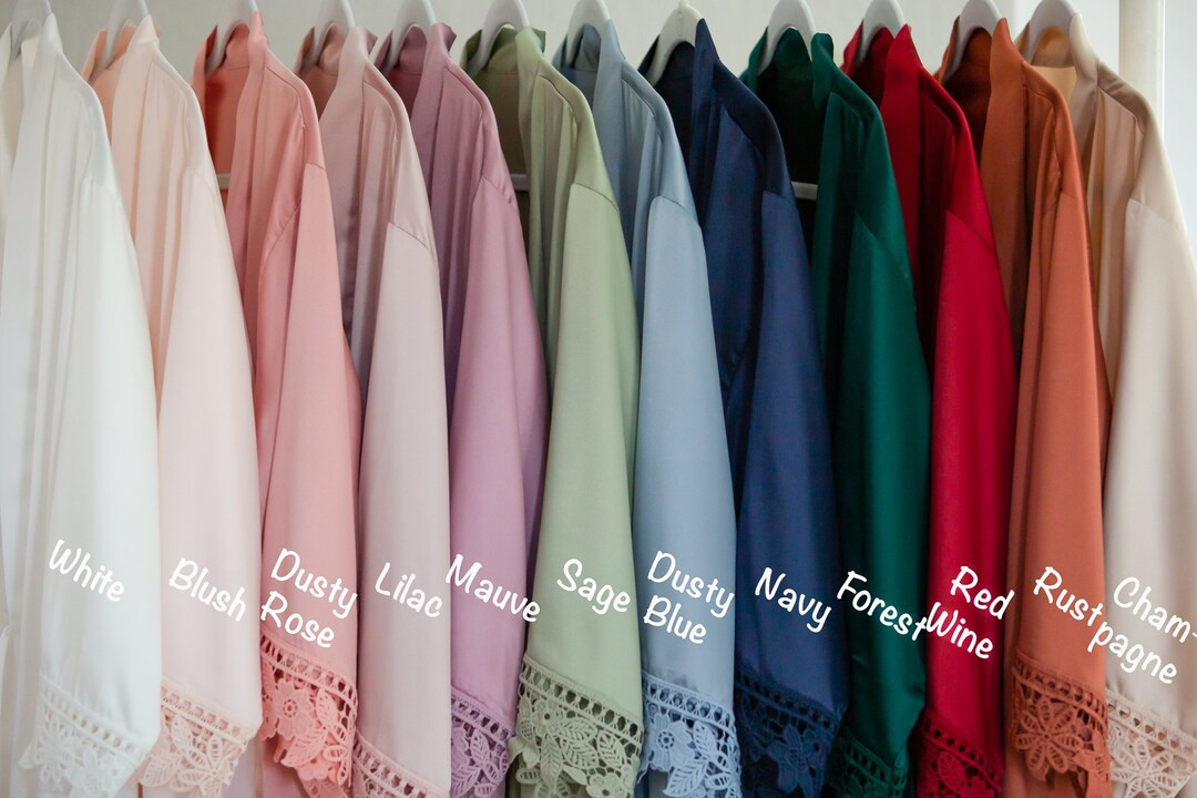 Bridesmaid Robes | Bridesmaid gift | Silky Satin Lace Robes | Bridesmaid proposal | Bridesmaid PJ... | Etsy (US)