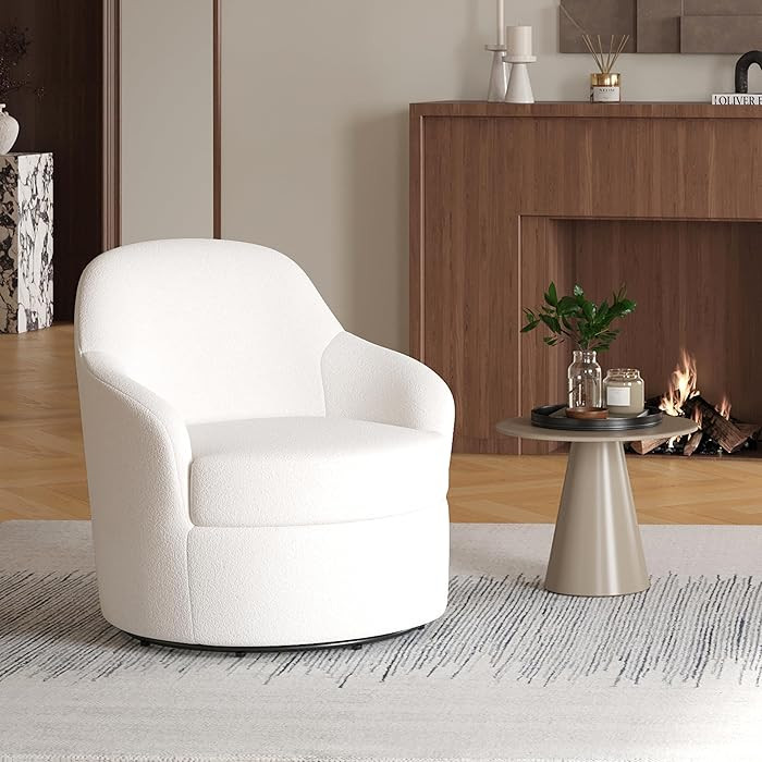 360° Swivel Accent Chair, Round Barrel Chairs with Solid Mental Base, Modern Living Room Chairs ... | Amazon (US)