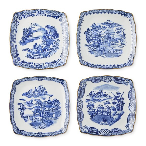 Marlo Thomas Blue Scenic Appetizer Plates, Set of 4 | Williams-Sonoma
