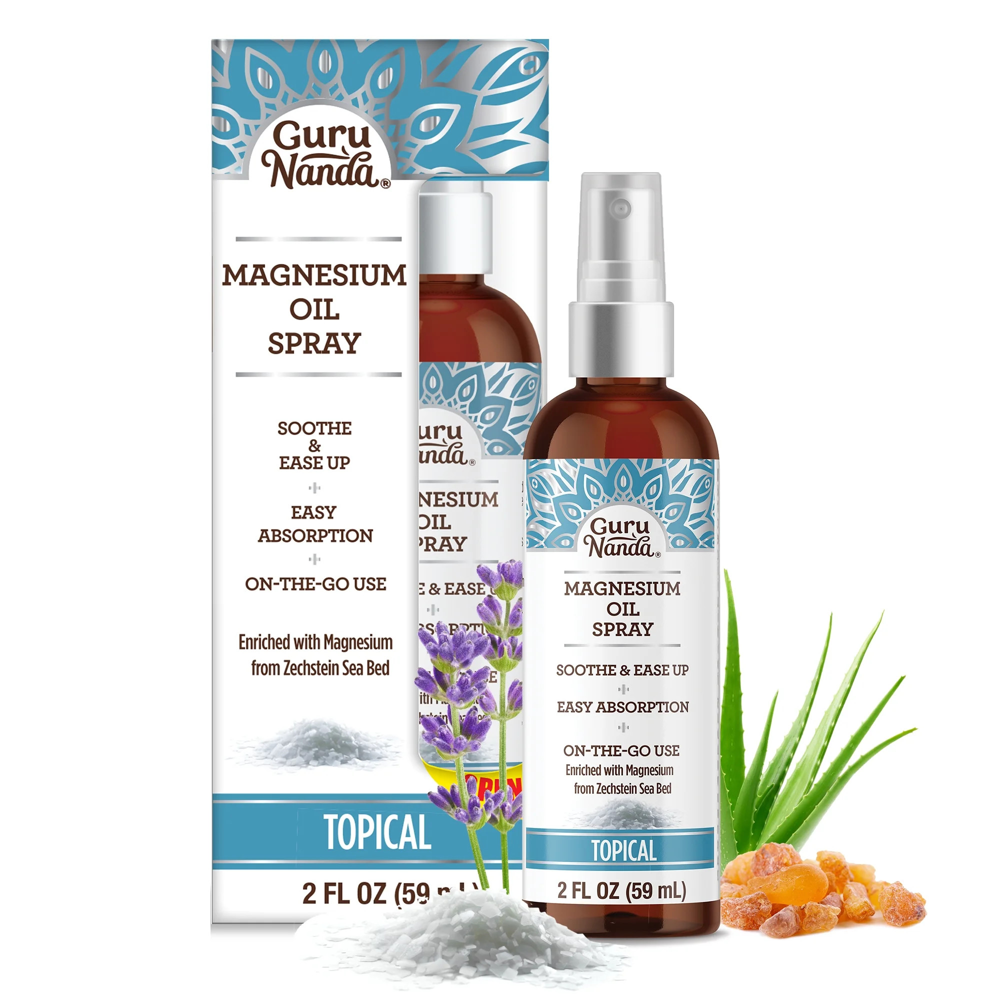 GuruNanda Magnesium Oil Spray Supplement -  Muscle Relief & Soothing - Quick Absorbing- 2oz | Walmart (US)