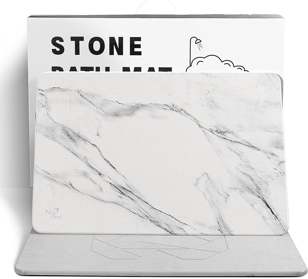 2 Pack Stone Bath Mat - Diatomaceous Earth Bath Mat Fast-Drying Stone Drying Mat Super Absorbent ... | Amazon (US)