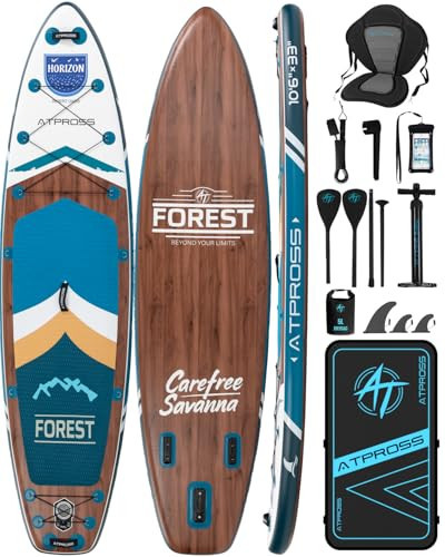 ATPROSS 10'6''x33''Inflatable Stand Up Paddle Board, 400lbs Extra Wide Blow Up Paddle Board with Kayak Seat, Premium SUP Accessories Kit & Backpack, Non-Slip Stable Deck Boat for Yoga Fishing Surf | Amazon (US)