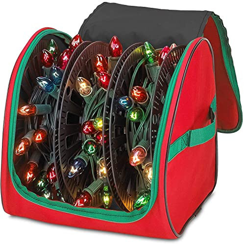 HOLDN’ STORAGE Premium Christmas Light Storage Bag – Heavy Duty Tear Proof 600D/Inside PVC Material with Reinforced Handles - 3 Reels Stores up to 375 Ft of Mini Tree Lights & Extension Cords Red | Amazon (US)