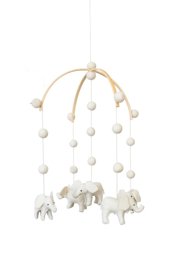 Elephant mobile-Elephant-Elephant nursery-Baby mobile - Nursery decor-Jungle - Safari-White eleph... | Etsy (US)