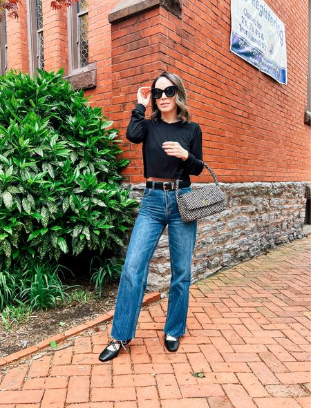 Jeans,  ballet flats, black top 

#LTKSeasonal