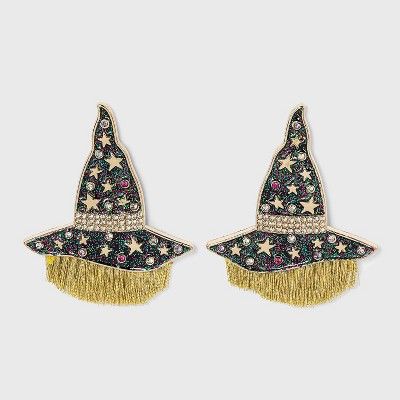 SUGARFIX by BaubleBar Starry Witch Hat Fringe Drop Earrings - Black | Target