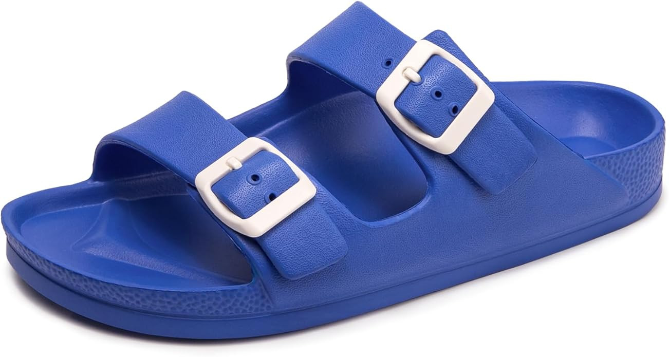 FUNKYMONKEY Women's Comfort Slides Double Buckle Adjustable EVA Flat Sandals | Amazon (US)