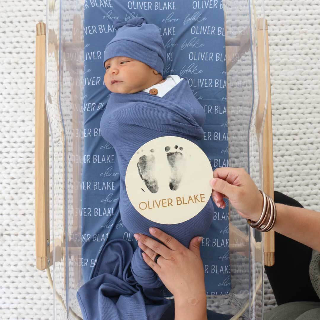 Personalized Baby Footprint Wood Announcement | Caden Lane