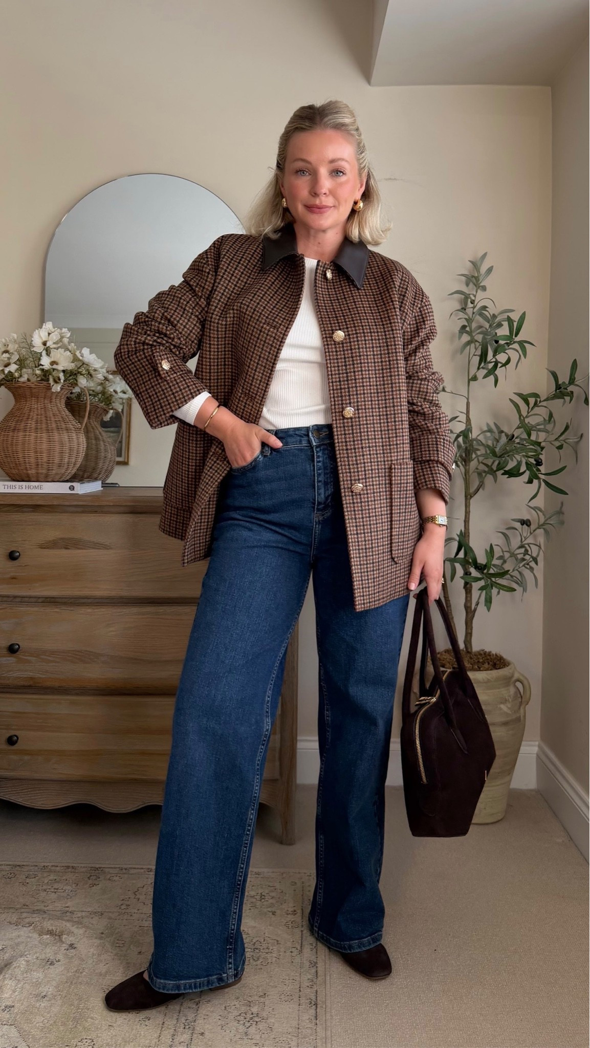 Wearing size 10 wool blend coat, denim wide jeans size 10, ivory top size S, Mary Jane’s size 4 and suede shoulder bag🤎

#LTKuk #LTKautumn