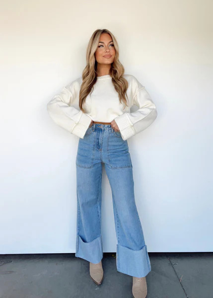 [Pre-Order!] Folded Wide Leg Denim | Lane 201 Boutique