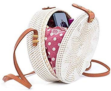 Rattan Bags for Women - Handmade Wicker Woven Purse Handbag Circle Boho Bag Bali | Amazon (US)
