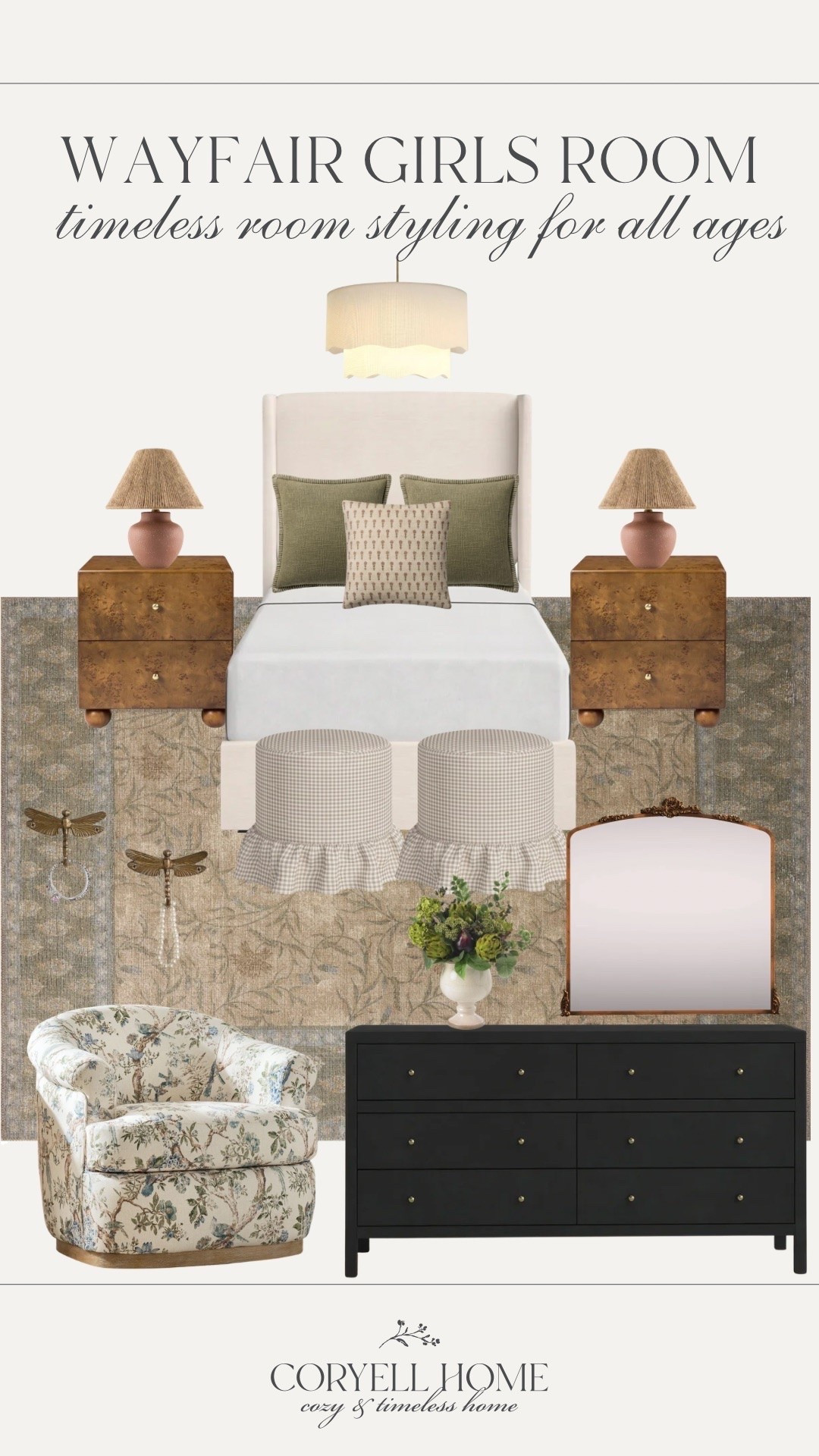 Timeless girls bedroom styling for all ages 🤍 I love our girls’ bedroom, because it can grow with them. Here’s a pretty mood board of a girls/kids bedroom that’s classic and functional. ☺️

#LTKHome #LTKKids