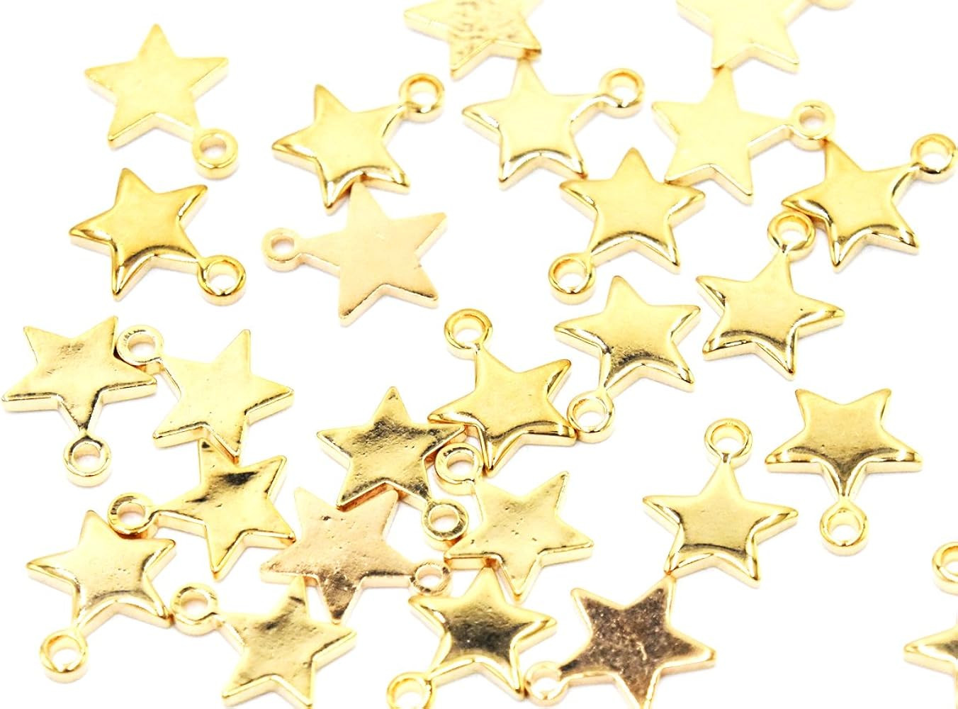 50 pcs 11 mm x9 mm Polished Surface Star Shape Charm pendant for DIY Crafting and jewelry Making ... | Amazon (US)