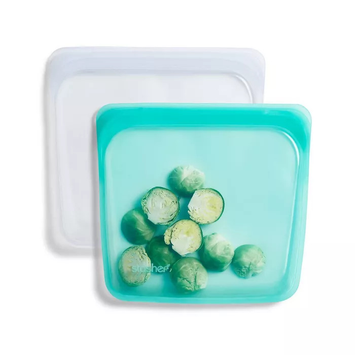 stasher Reusable Food Storage Sandwich Bag - Aqua & Clear - 2pk | Target