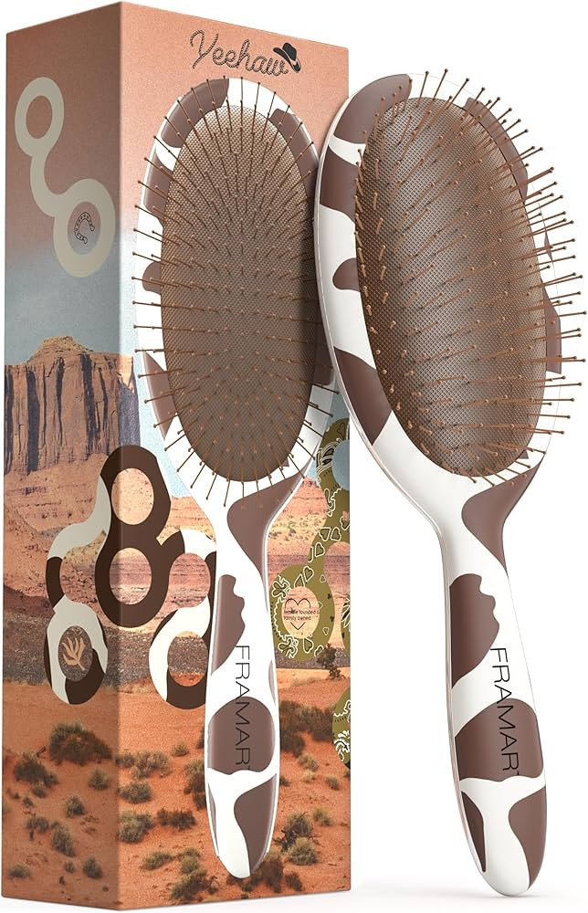 FRAMAR Cow Print Detangling Hair Brush – Hair Brush For Women, Wet Hair Brush, Brosse A Cheveux... | Amazon (CA)