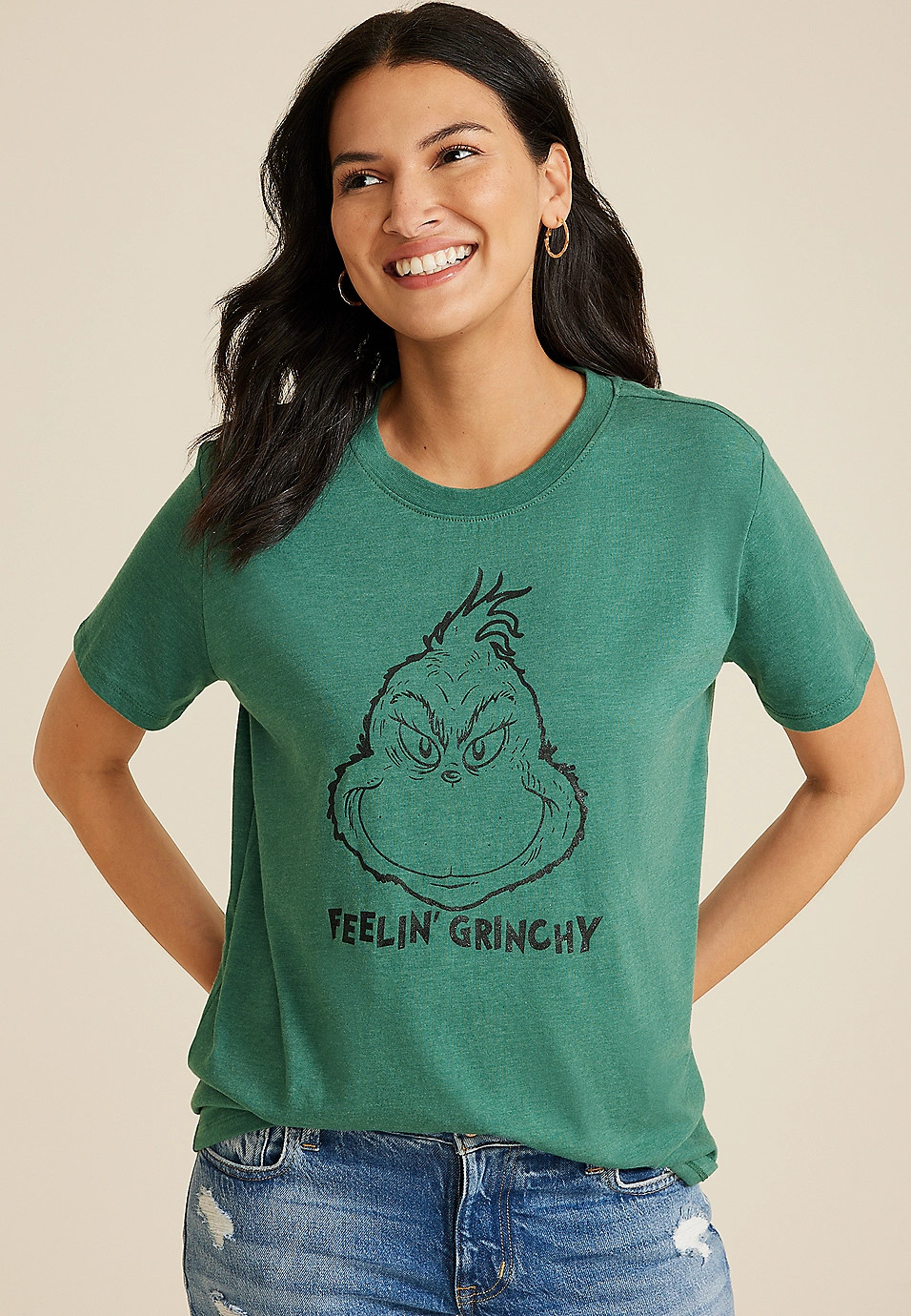 Feelin Grinchy Oversized Fit Graphic Tee | Maurices