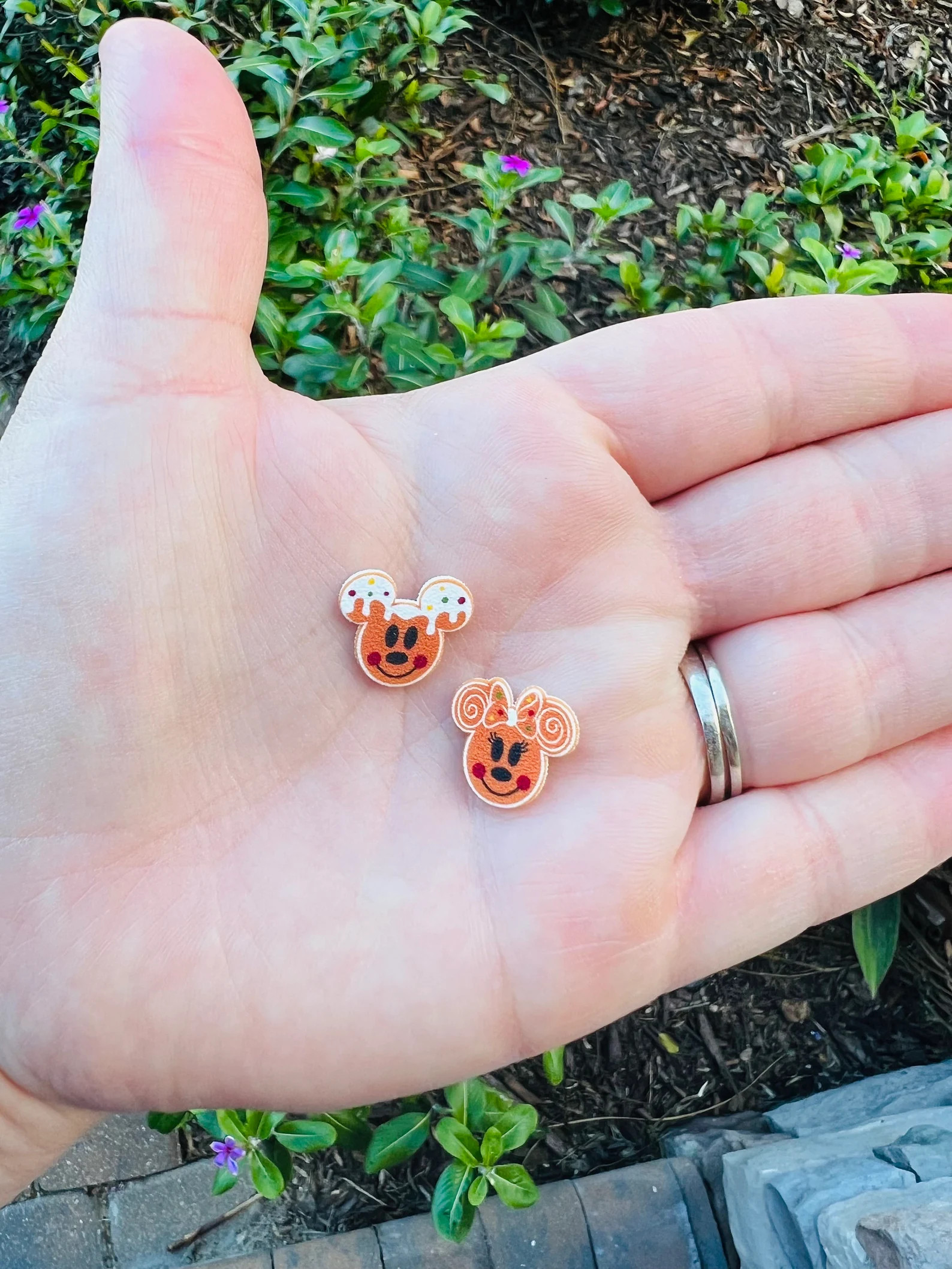 Ice Gingerbread Cookie Mouse Earrings: Disney Christmas, Handmade Acrylic Nickel Free Studs, Hypo... | Etsy (Global)