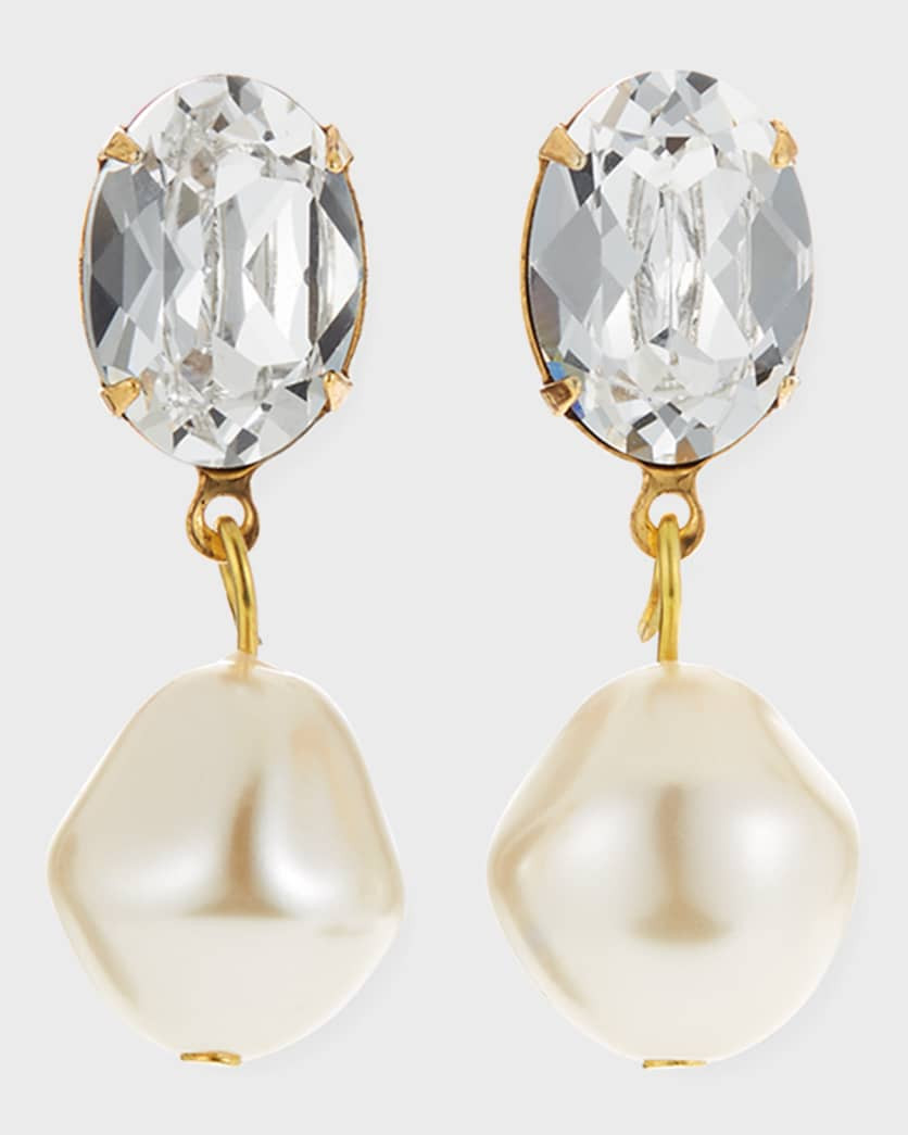 Tunis Crystal-Pearl Drop Earrings | Neiman Marcus